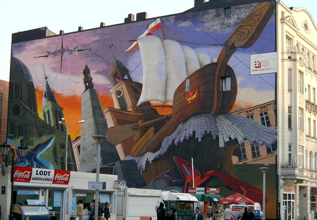 Bức tranh tường trên Phố Piotrkowska