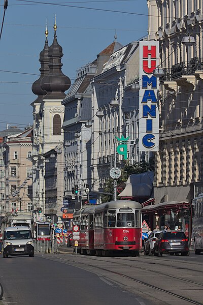 File:2017-06-26 AT Wien 08 Josefstadt & Wien 09 Alsergrund, Alser Straße, E1 4863+c4 1354 Linie 43 (50048211761).jpg