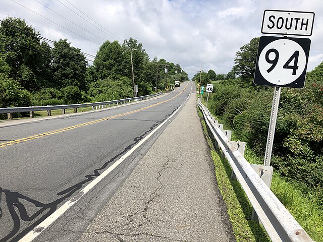 View south along Route 94 at Ramsey Road (CR 661) in Frelinghuysen Township