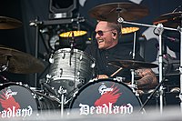 Matt Sorum left the Cult in 1990 to join Guns N' Roses, but later rejoined for the band's 1999-2002 tenure. 2019 RiP Deadland Ritual - Matt Sorum - by 2eight - 8SC9961.jpg