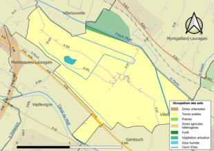 Kolorowa mapa przedstawiająca użytkowanie gruntów.