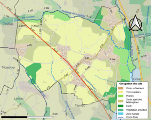 Barevná mapa znázorňující využití půdy.