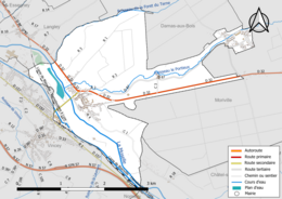 Réseaux hydrographique et routier de Portieux.