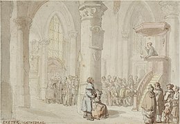 'A Sermon in Exeter Cathedral, pencil, pen and ink on paper A Sermon in Exeter Cathedral.jpg