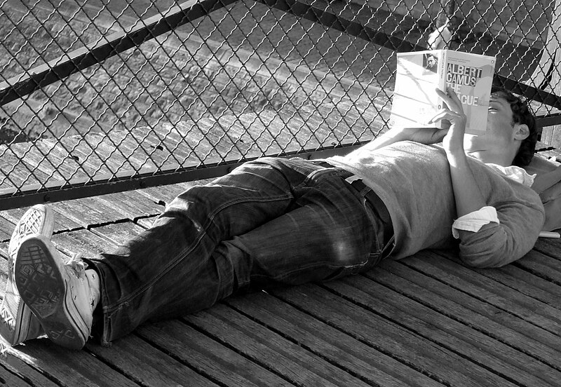 File:A reader on the Pont des Arts, 30 August 2009.jpg