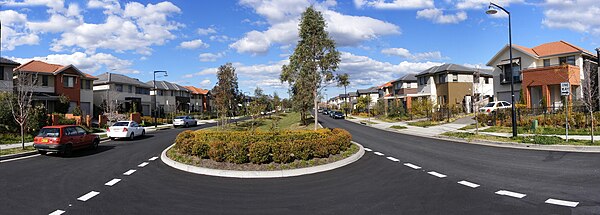 Newly built houses in a new street in Punchbowl