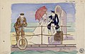 Abel Tarride, Gabrielle Réjane et Gabriel Signoret dans La clef de Sacha Guitry, dessin de Yves Marevéry.jpg