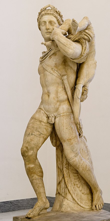 Roman statue of a man with the dead body of a boy, identified as Achilles and Troilus, 2nd century AD (Naples National Archaeological Museum)