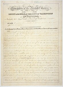 Гомстэд-акт 20 мая 1862 года, першая старонка