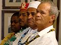 De religieuze leiders van camdomblé (Sandra Cruz, Wanderlei Ribeiro, Ribamar Fernandes en Francisco Alves da Silva) nemen deel aan de ceremonie van vestiging van de Nationale Dag van de strijd tegen religieuze onverdraagzaamheid, 21 januari 2008