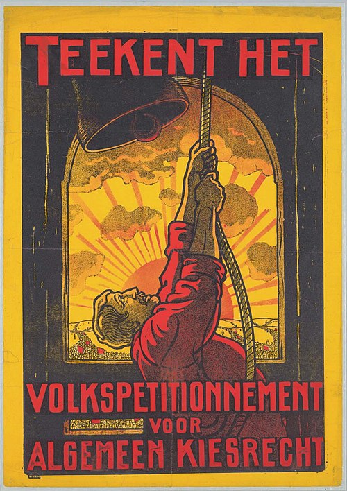 A political poster of the SDAP by Albert Hahn. It reads: "Sign the People's Petition for Universal Suffrage"