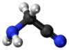 Pilko- kaj bastonmodelo de aminoacetonitrile