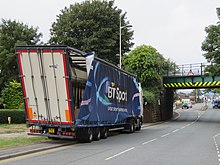 A truck damaged by striking a railway bridge in Saltney in Cheshire in 2018 Another bridge strike in Chester Street, Saltney (geograph 5852668).jpg