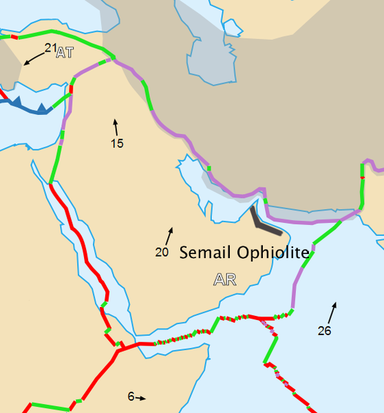 File:Arabian Plate map with Semail Ophiolite location.tif