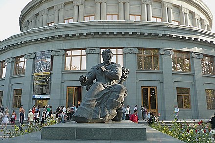 Khachaturian's statue behind the Yerevan Opera Theatre