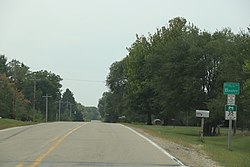 Looking west at the town's sign on County Z