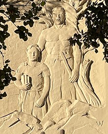Bas relief of child and man by Paul Whitman for Bank of Carmel. Bas relief by Paul Whitman for Bank of Carmel.jpg