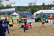 Deutsch: Beachhandball Europameisterschaften 2019 (Beach handball Euro); Tag 5: 6. Juli 2019 – Männer, Platzierungsspiel für die Ränge 5–8, Frankreich-Deutschland 0:2 (18:22, 16:19) English: Beach handball Euro; Day 5: 6 July 2019 – Placement Match/Cross Match for rank 5–8 Men – Frankreich-Deutschland 0:2 (18:22, 16:19)