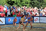 Deutsch: Beachhandball Europameisterschaften 2019 (Beach handball Euro); Tag 4: 5. Juli 2019 – Frauen, Viertelfinale, Spanien-Ungarn 1:2 (14:16, 26:16, 2:5) English: Beach handball Euro; Day 4: 5 July 2019 – Quarter Final Women – Spain-Hungary 1:2 (14:16, 26:16, 2:5)