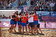 Deutsch: Beachhandball bei den Olympischen Jugendspielen 2018 in Buenos Aires; Tag 7, 13. Oktober 2018; Jungen, Halbfinale – Spanien-Kroatien 2:1 English: Beach handball at the 2018 Summer Youth Olympics in Buenos Aires at 13 October 2018 – Boys Semifinal – Spain-Croatia 2:1 Español: Handball de playa en los Juegos Olimpicos de la Juventud Buenos Aires 2018 en 13 de octubre de 2018 – Semifinales de chicos - España-Croacia 2:1