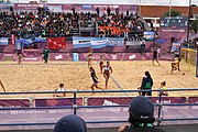 Deutsch: Beachhandball bei den Olympischen Jugendspielen 2018; Tag 5, 10. November 2018; Mädchen, Hauptrunde - Ungarn-Argentinien 1:2 English: Beach handball at the 2018 Summer Youth Olympics at 11 October 2018 – Girls Main Round – Hungary-Argentina 1:2