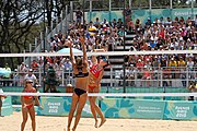 Deutsch: Beachvolleyball bei den Olympischen Jugendspielen 2018; Tag 11, 17. Oktober 2018; Mädchen, Finale – Italien (Claudia Scampoli & Nicol Bertozzi)- Russland (Maria Woronina & Maria Botscharow) 0:2 (19–21/19–21) English: Beach volleyball at the 2018 Summer Youth Olympics at 17 October 2018 – Girls Final – Italy (Claudia Scampoli & Nicol Bertozzi) - Russia (Maria Voronina & Maria Bocharova) 0:2 (19–21/19–21)