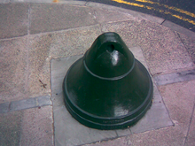 A bell bollard is especially useful to deflect heavy vehicles. Bell bollard.png