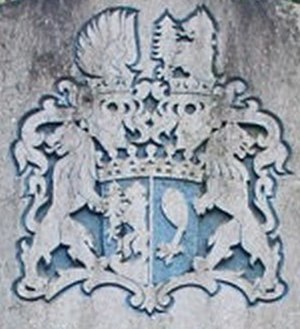 Berenberg-Gossler coat of arms on a grave at Niendorfer Cemetery, Hamburg