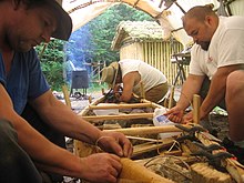 Birch bark canoe making in Newfoundland, Canada Birch Bark Canoe Making.jpg