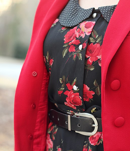 File:Black and Red Floral Dress and a Red Jacket (16159482494).jpg
