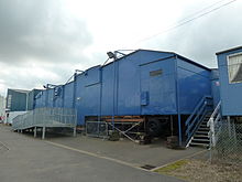 The 'Blue Box' of the original trailer-mounted Century Theatre Blue Box, Century Theatre at Snibston.jpg