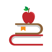 Books with Apple Flat Icon Vector.svg