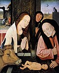 The Birth of Christ. circa 1568-1600. oil on panelmedium QS:P186,Q296955;P186,Q106857709,P518,Q861259. 66 × 43 cm (25.9 × 16.9 in). Cologne, Wallraf-Richartz-Museum.