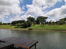 There is a dock on the second pond Bukit Ekspo (deck), UPM.jpg