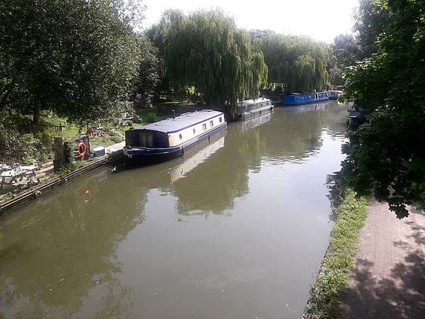 Canal boats on the Grand Union Canal at Perivale (at the junction of Horsenden Lane South/North).