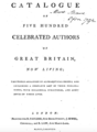 Catalogue of Five Hundred Celebrated Authors of Great Britain, Now Living (1788, London).png