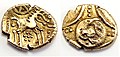 Gold stater (15 BC - 20 AD). (right) horse (left) flower