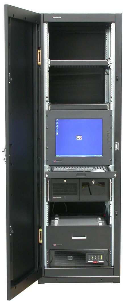 A full-height rack cabinet
