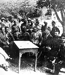 Representatives of the Chetniks, Ustase, and Croatian Home Guard meet in occupied Bosnia Chetniks, Ustasa, and Domobrani.jpg