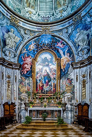 San Francesco church in Brescia. Altar of the Coronation of the Virgin by Grazio Cossali XVI century