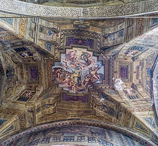 Vault with glorification of Saint Agatha by Pompeo Ghitti and architechtural paintings by Antonio Sorisene 1683 in the Sant'Agata church in Brescia.