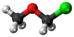 Ball-and-Stick-Modell des Chlormethylmethylethermoleküls