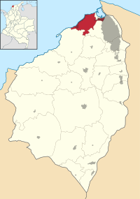 Location o the municipality an toun o Puerto Colombia in the Depairtment o Atlántico.