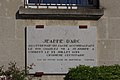 Plaque souvenir du passage de Jeanne d'Arc à Corbeny, sur la façade de la mairie de Corbeny, Corbeny, Aisne, France
