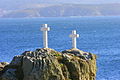 Cruces de naufragios en Fisterra, Costa da Morte, Galicia.