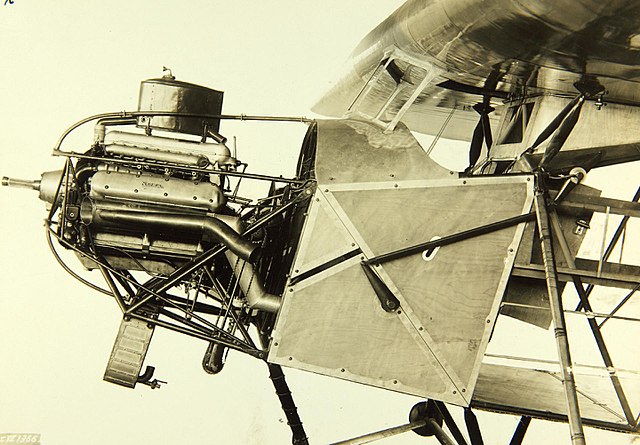 The Napier Lion engine exposed in the nose of a F.VII