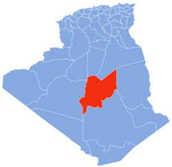 Mapa de Argelia destacando Béni Abbès