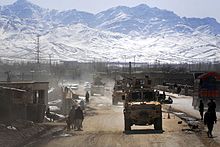 1-178 driving an armored convoy in Gardez City, the capital of Paktia Province. 17 February 2009. Defense.gov photo essay 090217-D-1852B-050.jpg