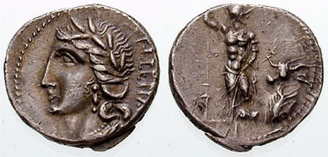 Denarius of Marsican Confederation with Oscan legend