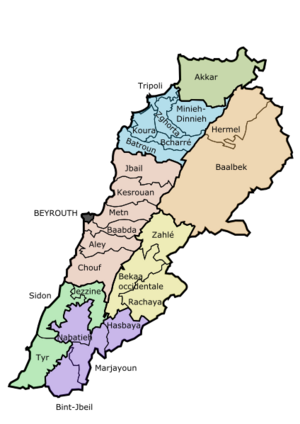 Libanon kerületei